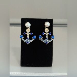 New Arrivals! Anchor Pearl and Blue Crystal Earrings